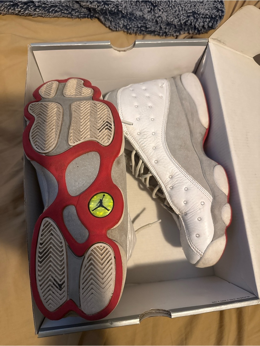 Jordan Men White & Gray Sneakers with Red Outsole Accents